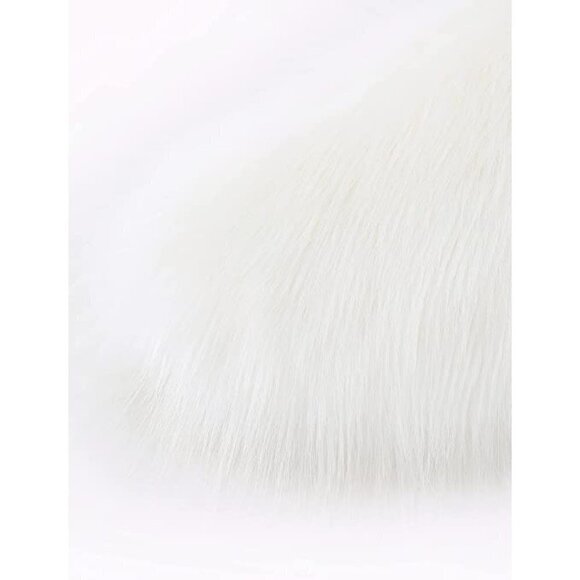 𝅺🆕 Luxury Vegan Fur Collar Wrap Winter Cloak Bridal Wedding Cover Up SOFT 👑 NWT - Picture 4 of 6